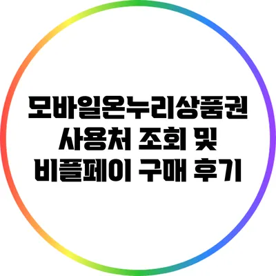 모바일온누리상품권 사용처 조회 및 비플페이 구매 후기