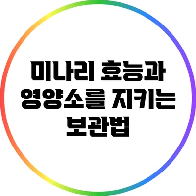 미나리 효능과 영양소를 지키는 보관법