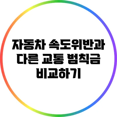 자동차 속도위반과 다른 교통 범칙금 비교하기