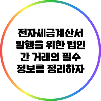 전자세금계산서 발행을 위한 법인 간 거래의 필수 정보를 정리하자
