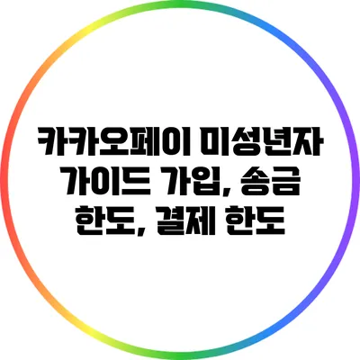 카카오페이 미성년자 가이드: 가입, 송금 한도, 결제 한도