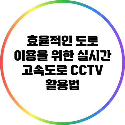 효율적인 도로 이용을 위한 실시간 고속도로 CCTV 활용법