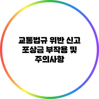교통법규 위반 신고 포상금 부작용 및 주의사항