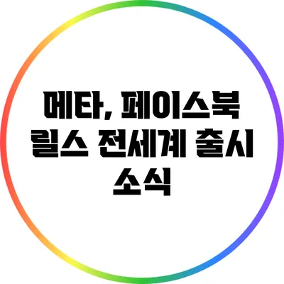 메타, 페이스북 릴스 전세계 출시 소식