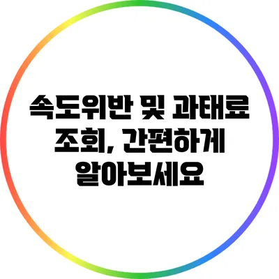 속도위반 및 과태료 조회, 간편하게 알아보세요