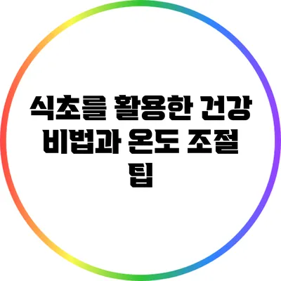식초를 활용한 건강 비법과 온도 조절 팁