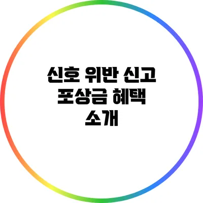 신호 위반 신고 포상금 혜택 소개