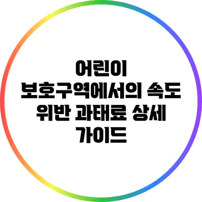 어린이 보호구역에서의 속도 위반 과태료 상세 가이드