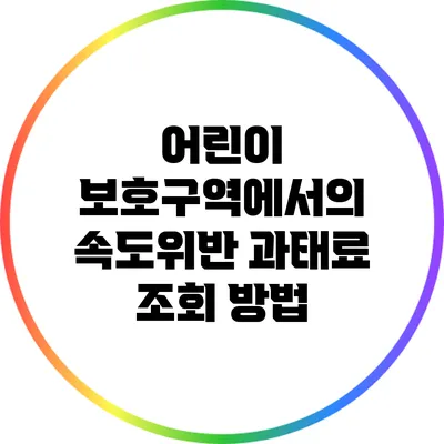 어린이 보호구역에서의 속도위반 과태료 조회 방법