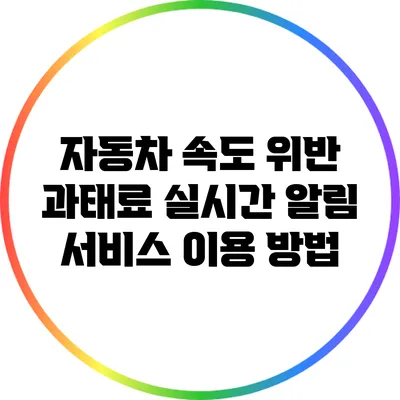 자동차 속도 위반 과태료 실시간 알림 서비스 이용 방법