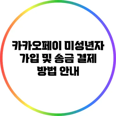 카카오페이 미성년자 가입 및 송금 결제 방법 안내