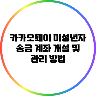 카카오페이 미성년자 송금 계좌 개설 및 관리 방법