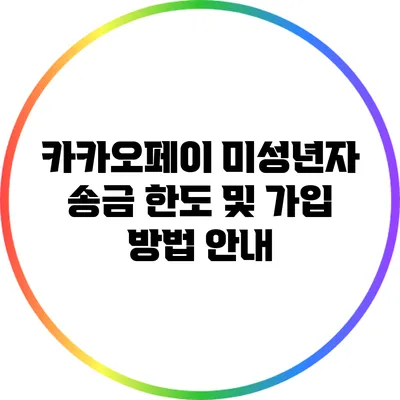 카카오페이 미성년자 송금 한도 및 가입 방법 안내