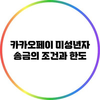 카카오페이 미성년자 송금의 조건과 한도