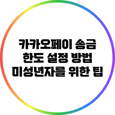 카카오페이 송금 한도 설정 방법: 미성년자를 위한 팁