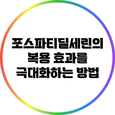 포스파티딜세린의 복용 효과를 극대화하는 방법