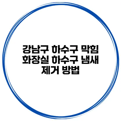 강남구 하수구 막힘 화장실 하수구 냄새 제거 방법