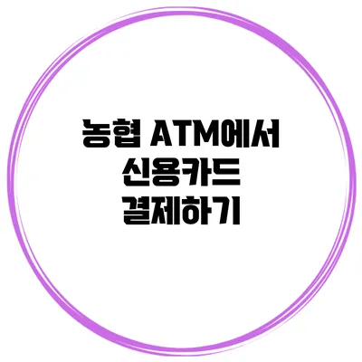 농협 ATM에서 신용카드 결제하기