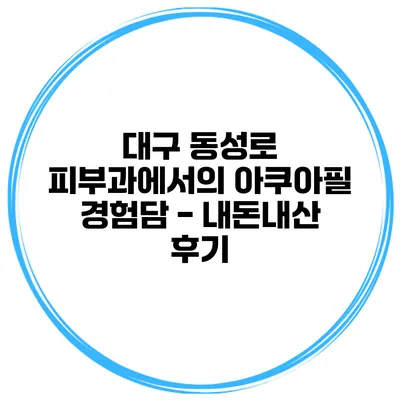 대구 동성로 피부과에서의 아쿠아필 경험담 - 내돈내산 후기