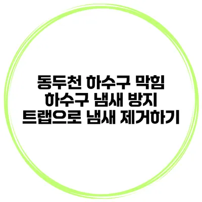 동두천 하수구 막힘 하수구 냄새 방지 트랩으로 냄새 제거하기