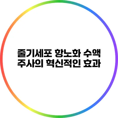 줄기세포 항노화 수액 주사의 혁신적인 효과