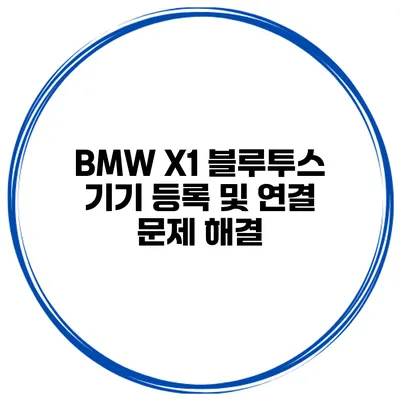 BMW X1 블루투스 기기 등록 및 연결 문제 해결