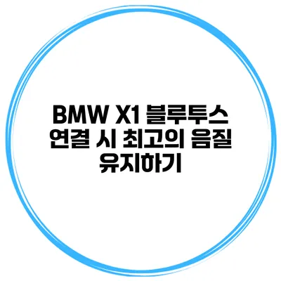 BMW X1 블루투스 연결 시 최고의 음질 유지하기
