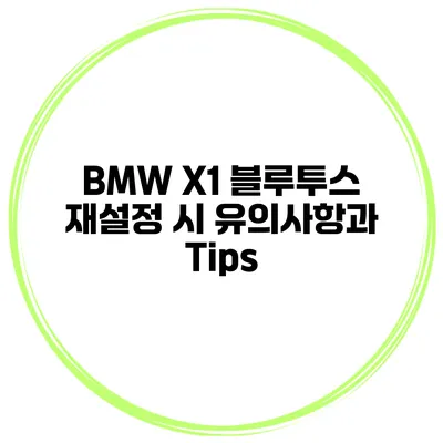 BMW X1 블루투스 재설정 시 유의사항과 Tips