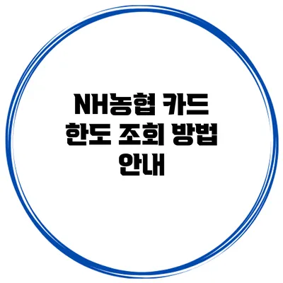 NH농협 카드 한도 조회 방법 안내