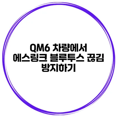 QM6 차량에서 에스링크 블루투스 끊김 방지하기