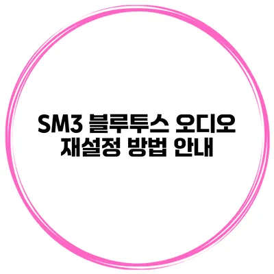 SM3 블루투스 오디오 재설정 방법 안내