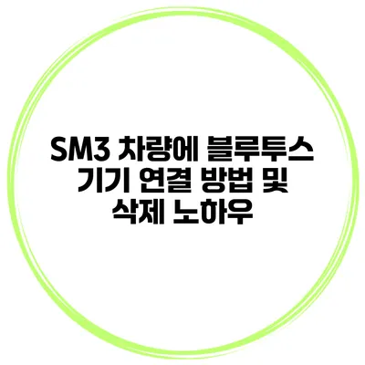 SM3 차량에 블루투스 기기 연결 방법 및 삭제 노하우