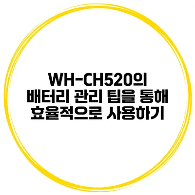 WH-CH520의 배터리 관리 팁을 통해 효율적으로 사용하기