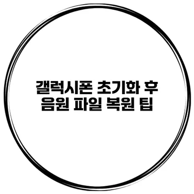 갤럭시폰 초기화 후 음원 파일 복원 팁