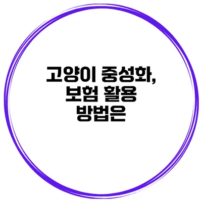 고양이 중성화, 보험 활용 방법은?