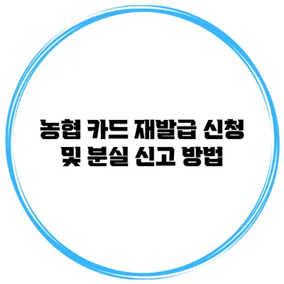 농협 카드 재발급 신청 및 분실 신고 방법
