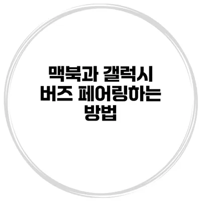 맥북과 갤럭시 버즈 페어링하는 방법