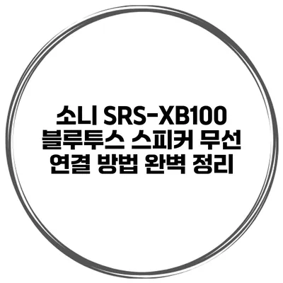 소니 SRS-XB100 블루투스 스피커 무선 연결 방법 완벽 정리