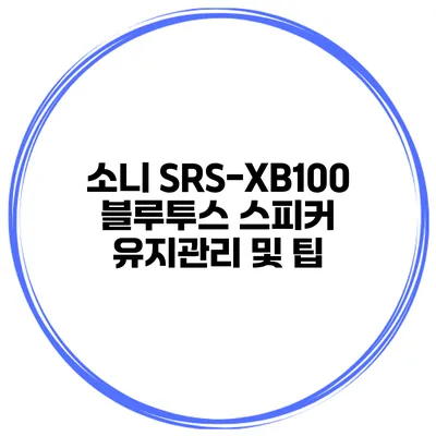 소니 SRS-XB100 블루투스 스피커 유지관리 및 팁