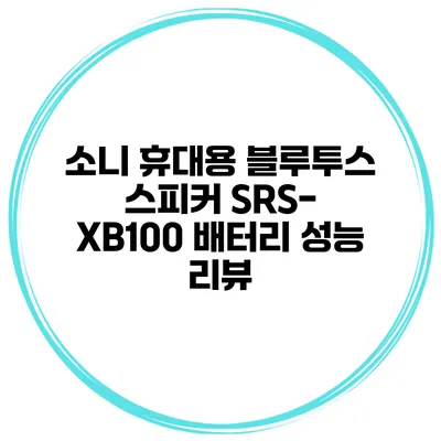 소니 휴대용 블루투스 스피커 SRS-XB100 배터리 성능 리뷰