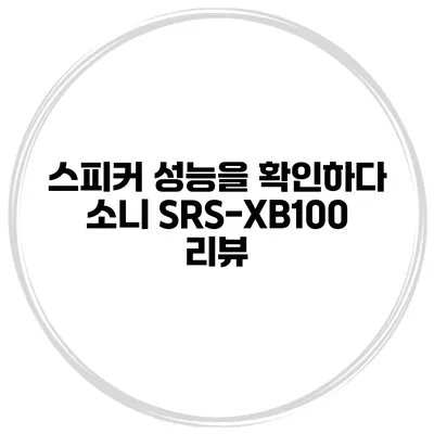 스피커 성능을 확인하다 소니 SRS-XB100 리뷰