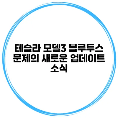 테슬라 모델3 블루투스 문제의 새로운 업데이트 소식