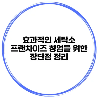 효과적인 세탁소 프랜차이즈 창업을 위한 장단점 정리